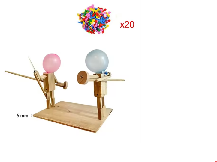 Handmade Balloon Heads Wooden Fighter Puppets